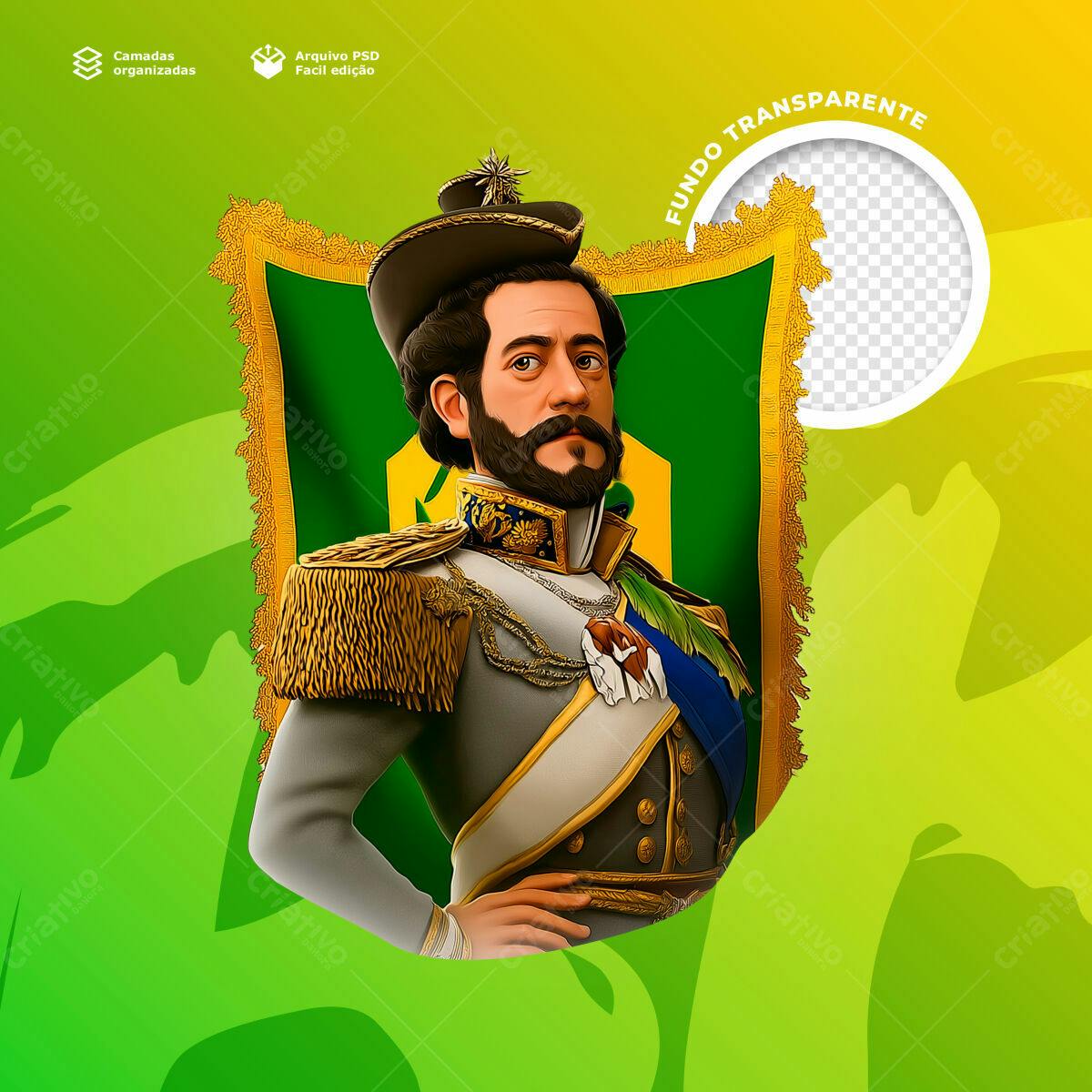 Postagem 7 de Setembro Imperador D. Pedro II PSD Editável