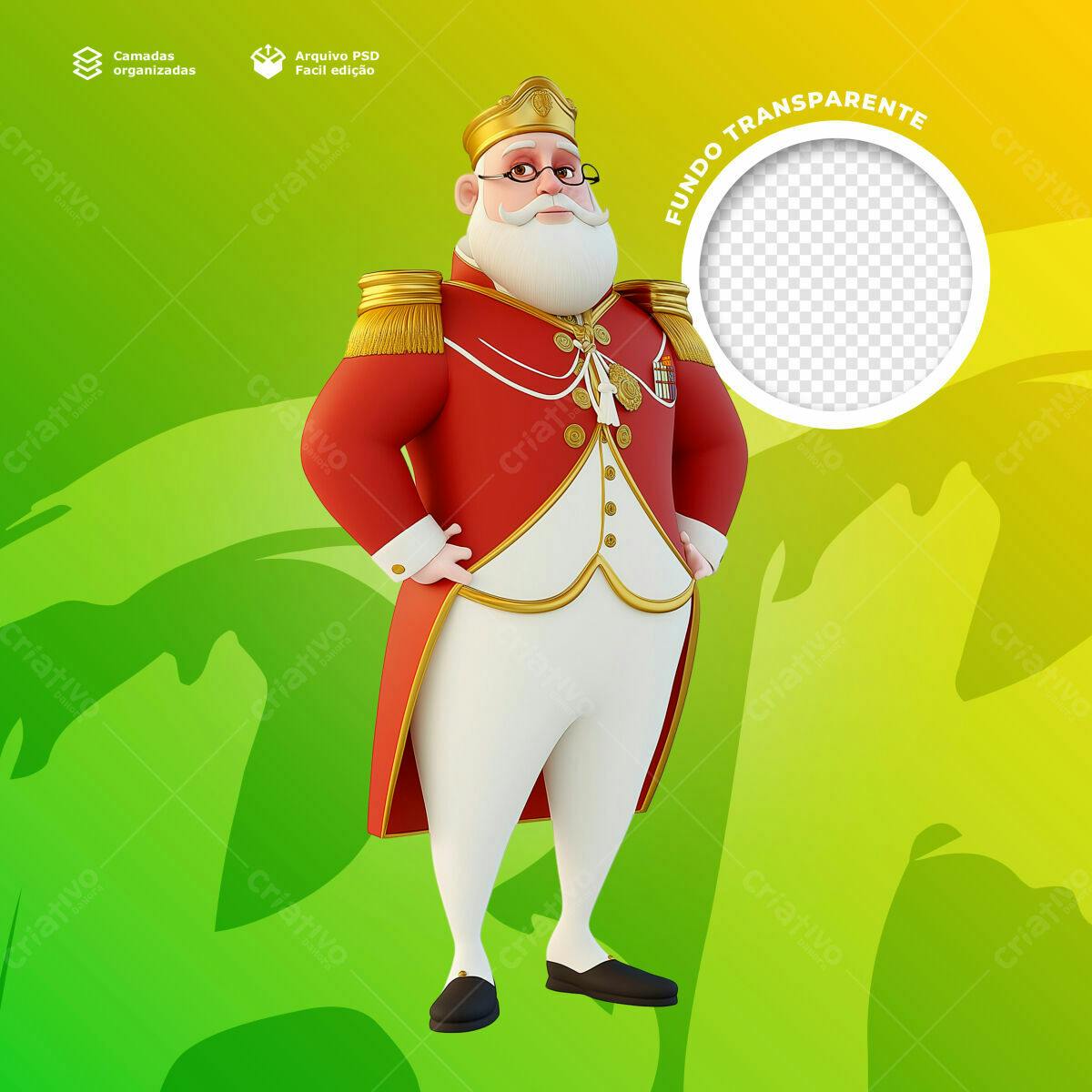 PSD para Modelo de Personagem Cartoon Rei PSD Editável