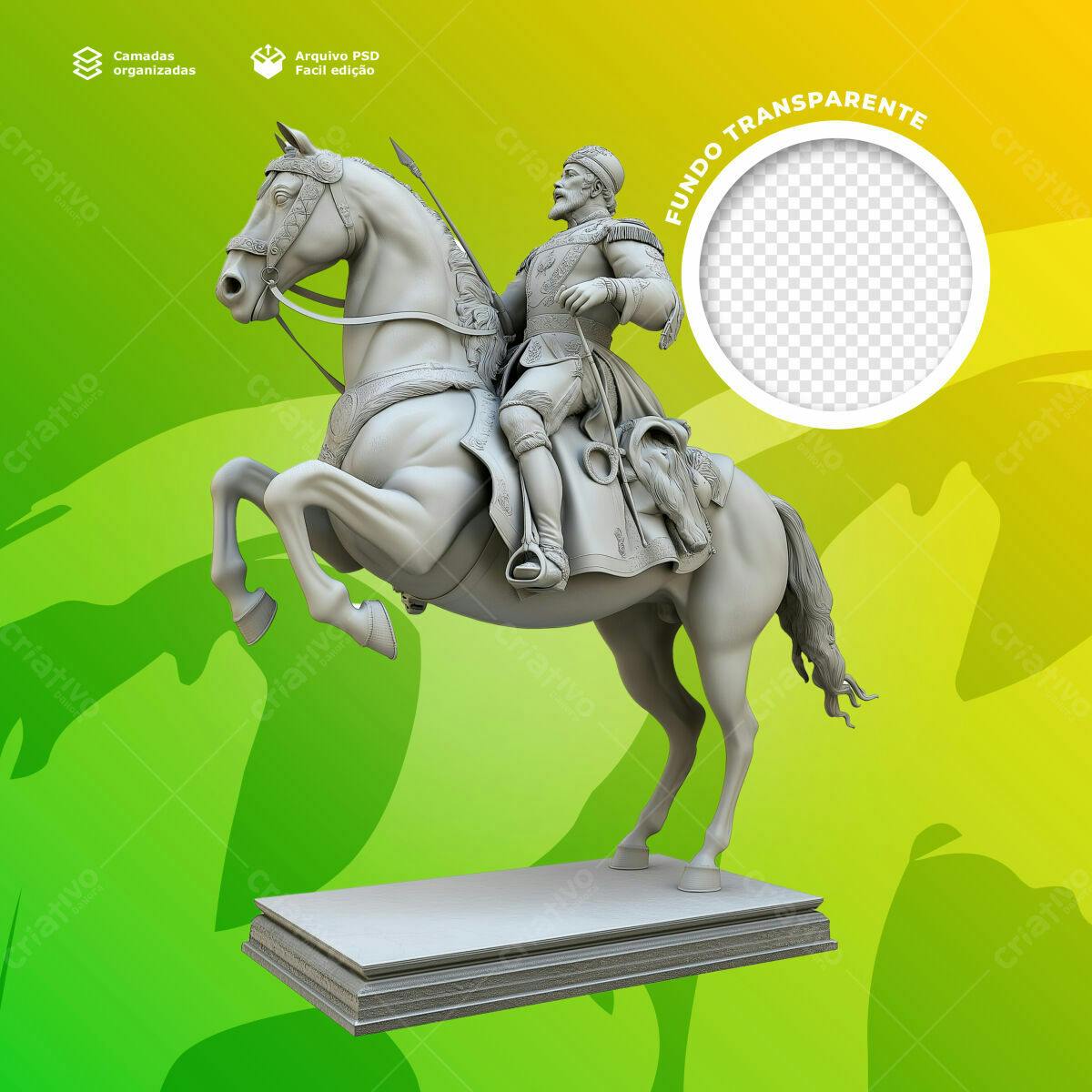 Mockup Escultura Cavaleiro PSD Editável