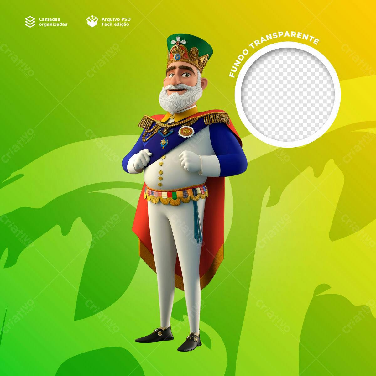 PSD Personagem Cartoon Rei para Redes Sociais PSD Editável