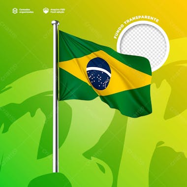 Bandeira do brasil 3d para composição 7 de setembro 67