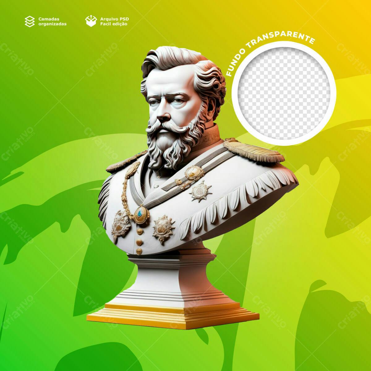 Postagem Social Media com Busto de Dom Pedro II PSD Editável