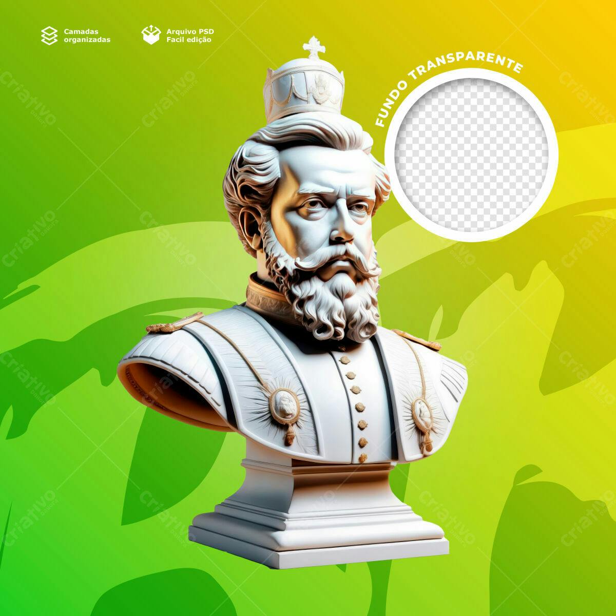 Arte com Busto de Dom Pedro II PSD Editável