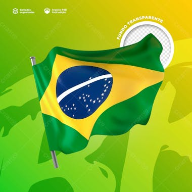 Bandeira do brasil 3d para composição 7 de setembro 65