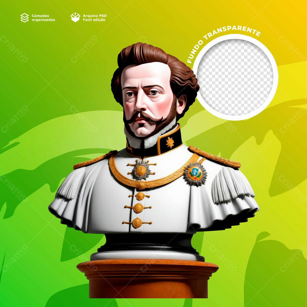 Postagem para Redes Sociais com Busto de Dom Pedro II PSD Editável