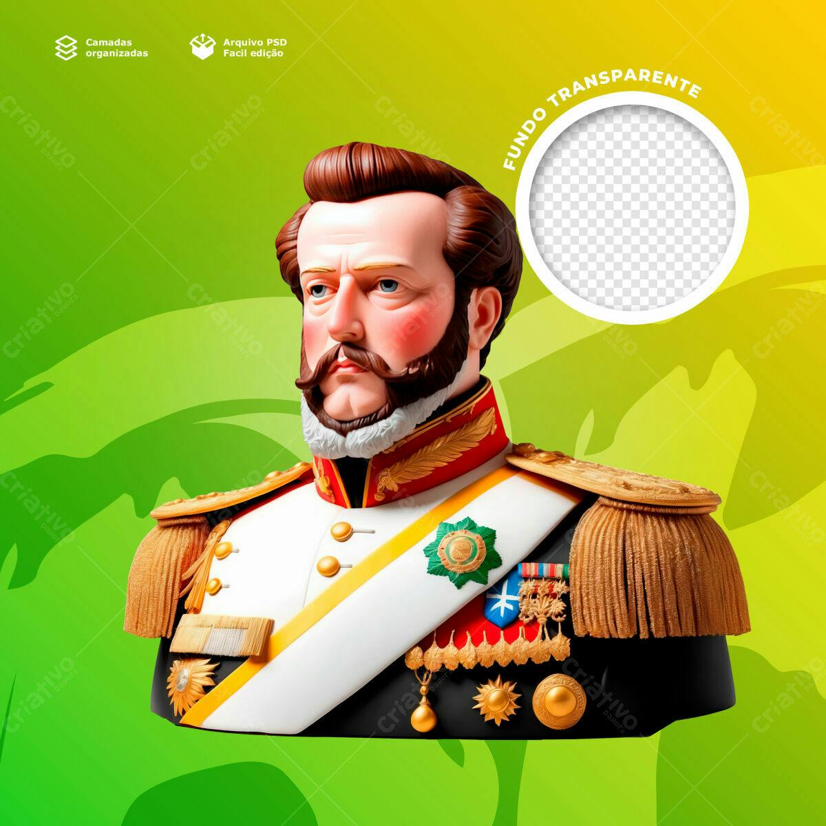 Arte com Busto de Dom Pedro I PSD Editável