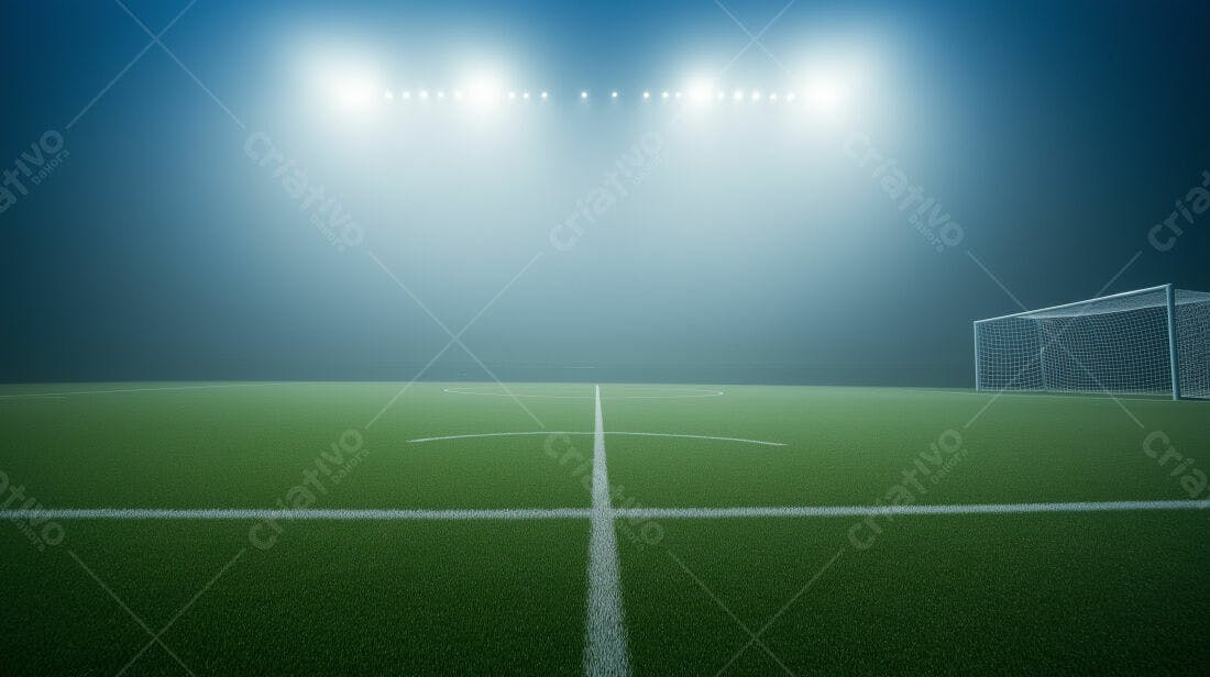 Campo de futebol noturno sob os refletores