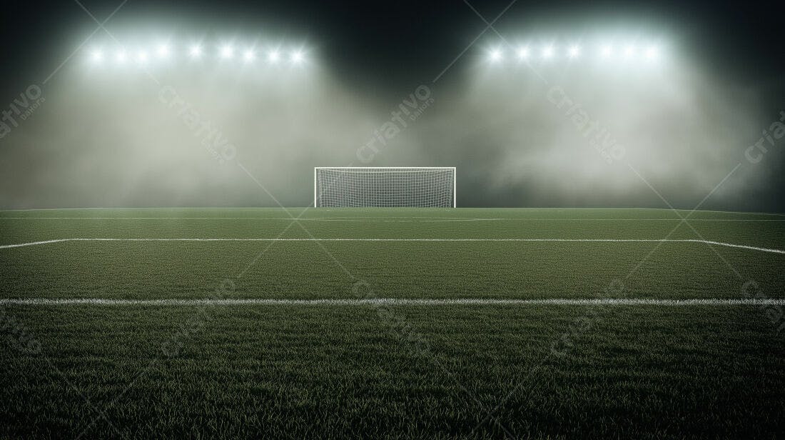 Gol de futebol noturno sob os refletores