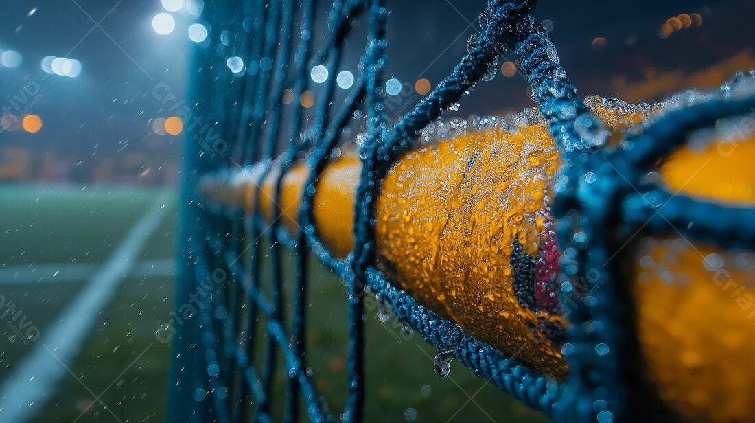 Gol molhado sob chuva noturna
