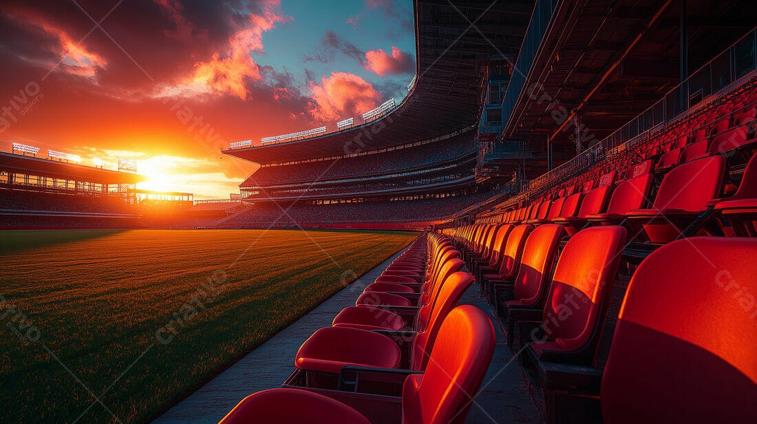 Estádio vazio ao pôr do sol