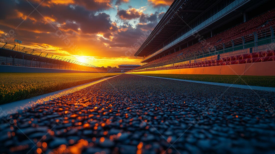Pista de corrida ao pôr do sol