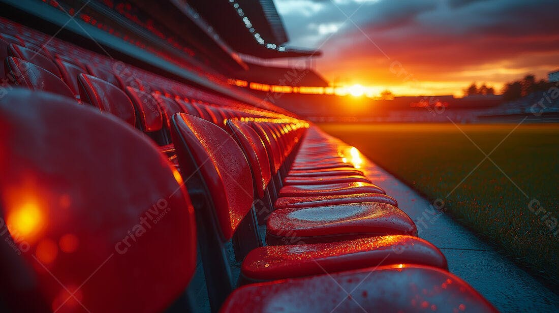 Cadeiras vazias estádio pôr do sol