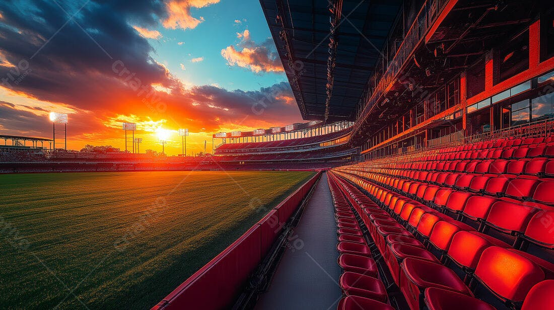 Estádio de beisebol ao pôr do sol