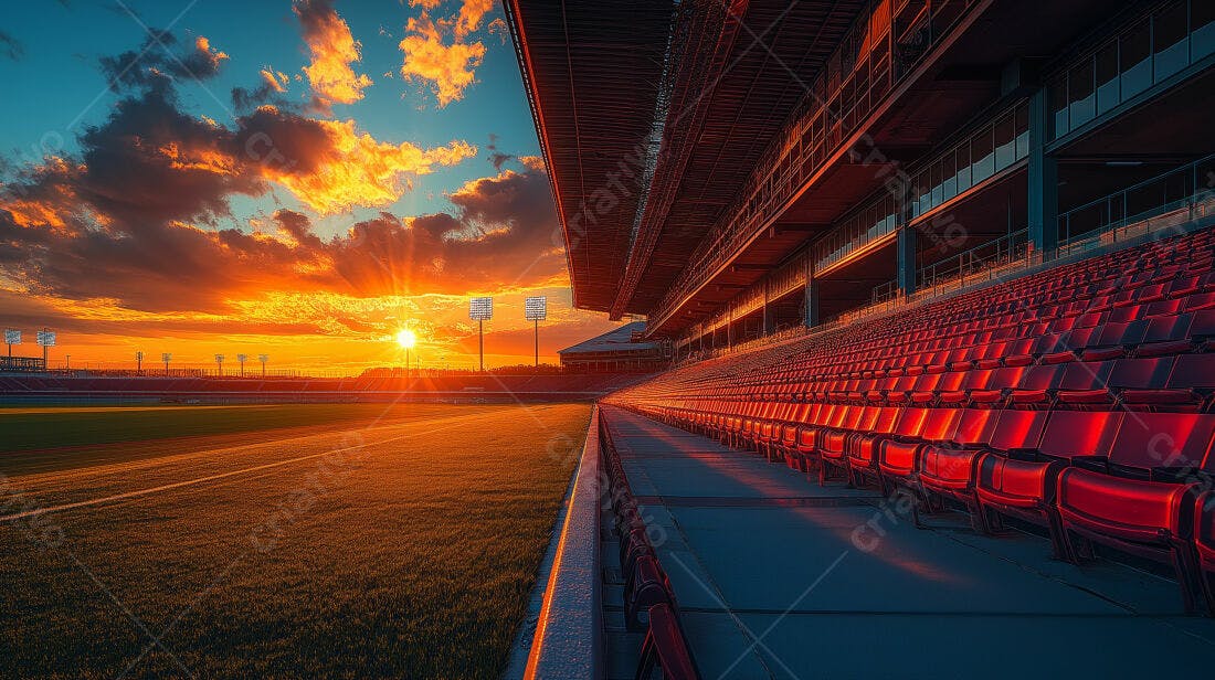 Estádio vazio ao entardecer