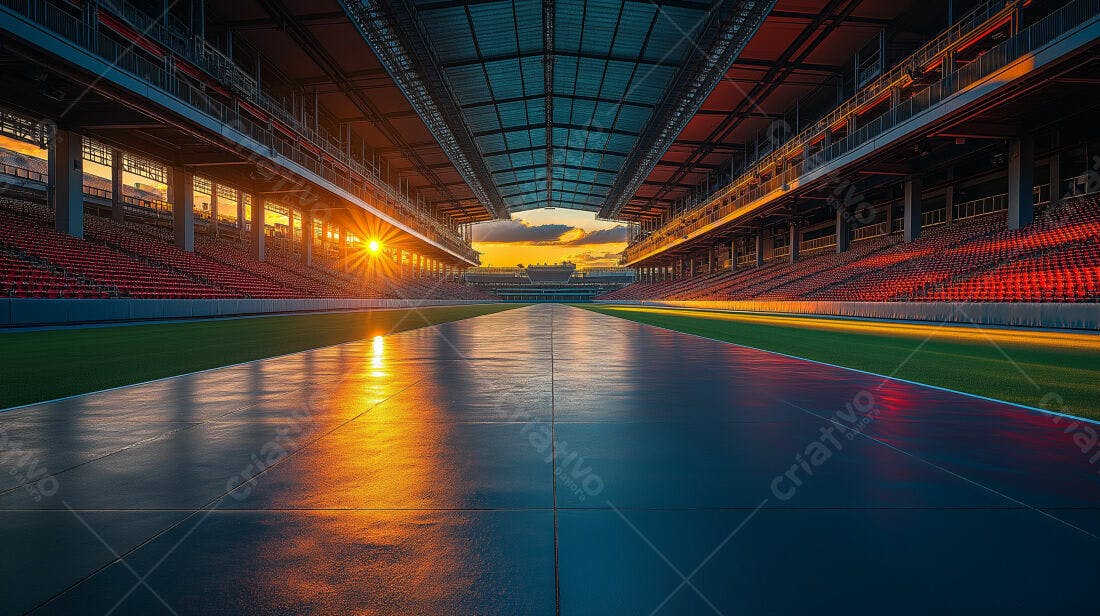 Estádio Vazio ao Pôr do Sol
