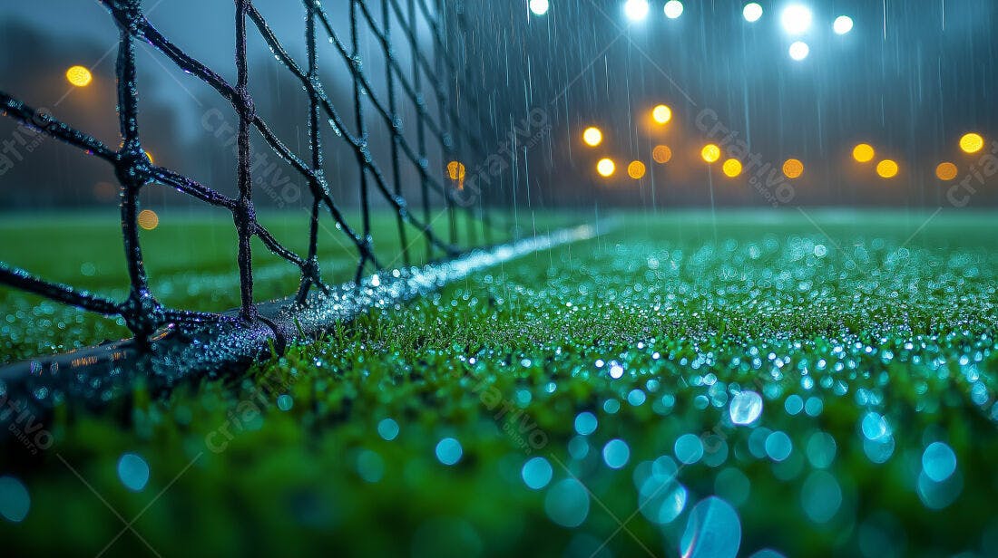 Grama Molhada Chuva Noturna Campo