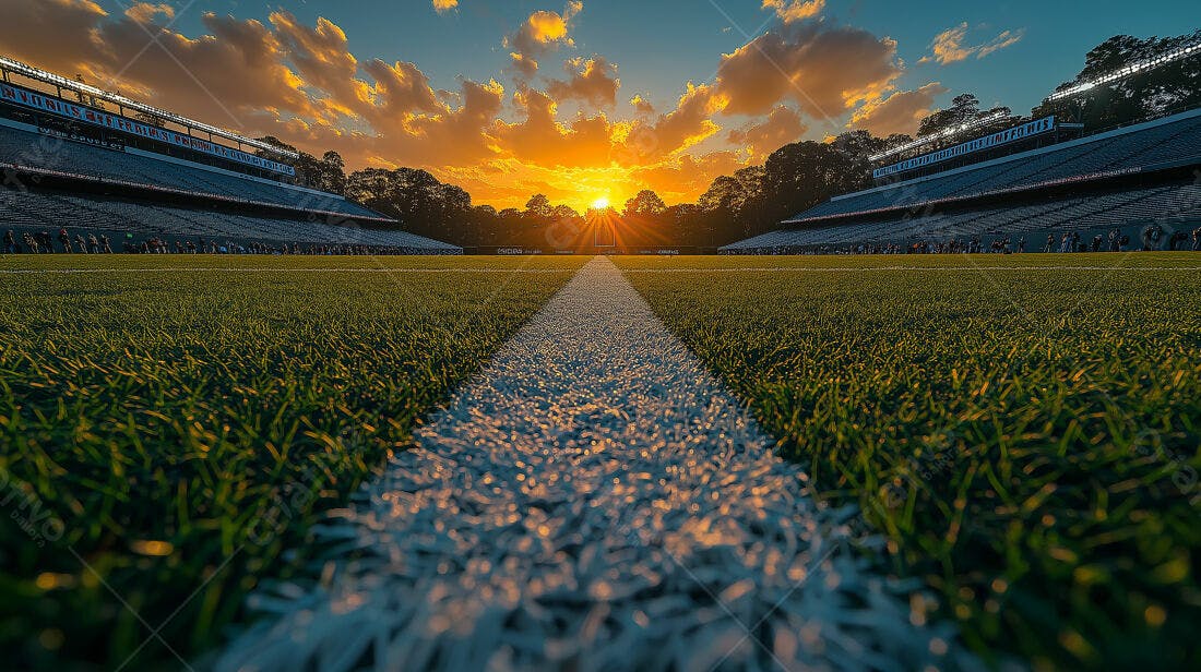 Estádio de futebol americano ao pôr do sol