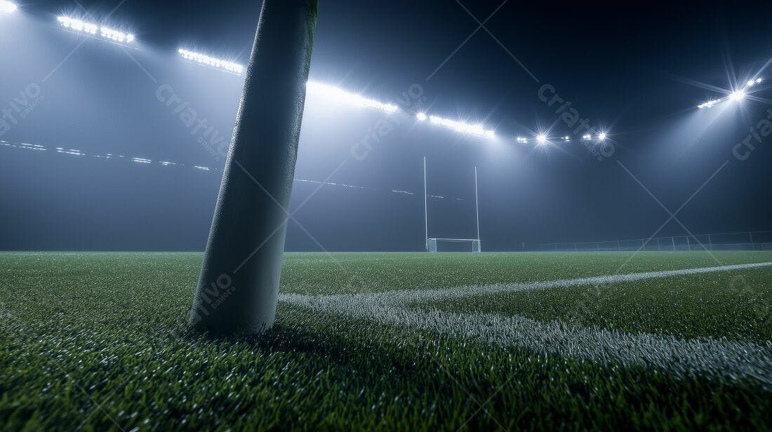 Campo de Rugby Noturno Iluminado
