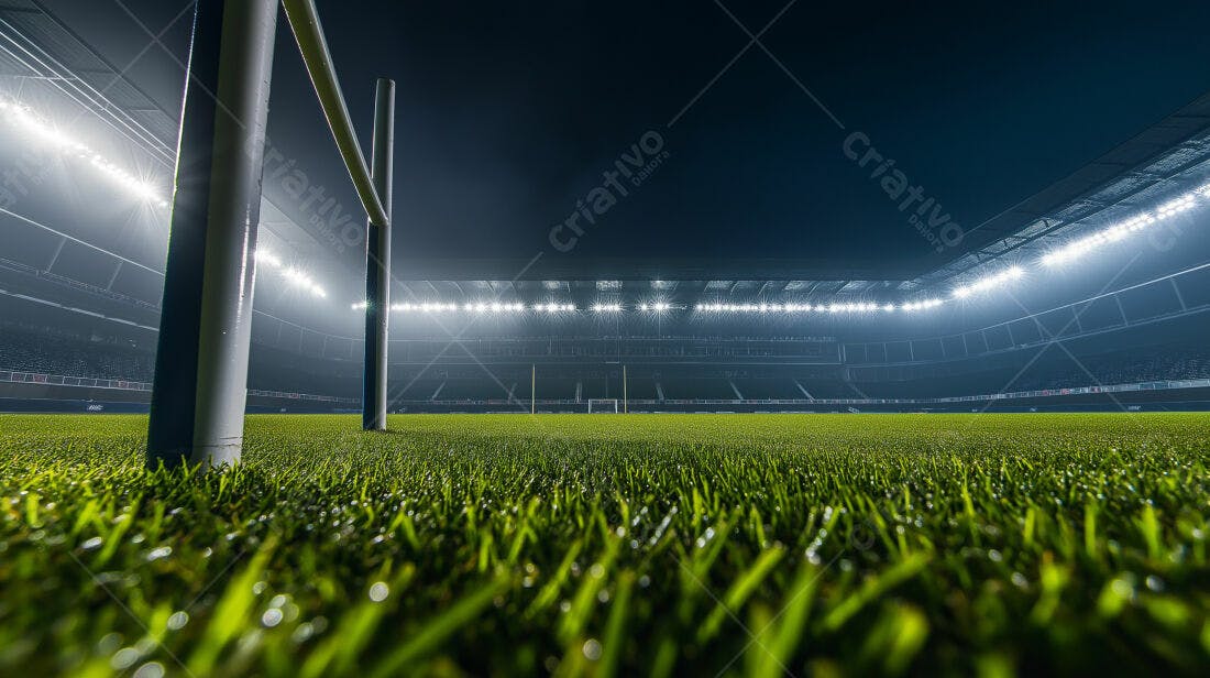Campo de Rugby Noturno iluminado