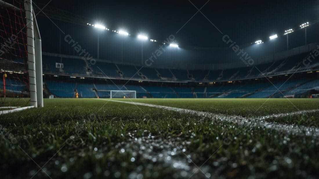 Estádio de futebol noturno gramado