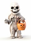 Mini esqueleto para halloween 3d com fundo branco