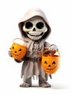 Mini esqueleto para halloween 3d com fundo branco