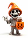 Mini esqueleto para halloween 3d com fundo branco