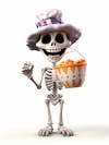 Mini skeleton for halloween 3d with white background