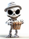 Mini skeleton for halloween 3d with white background