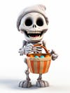 Mini skeleton for halloween 3d with white background