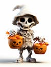 Mini esqueleto para halloween 3d com fundo branco