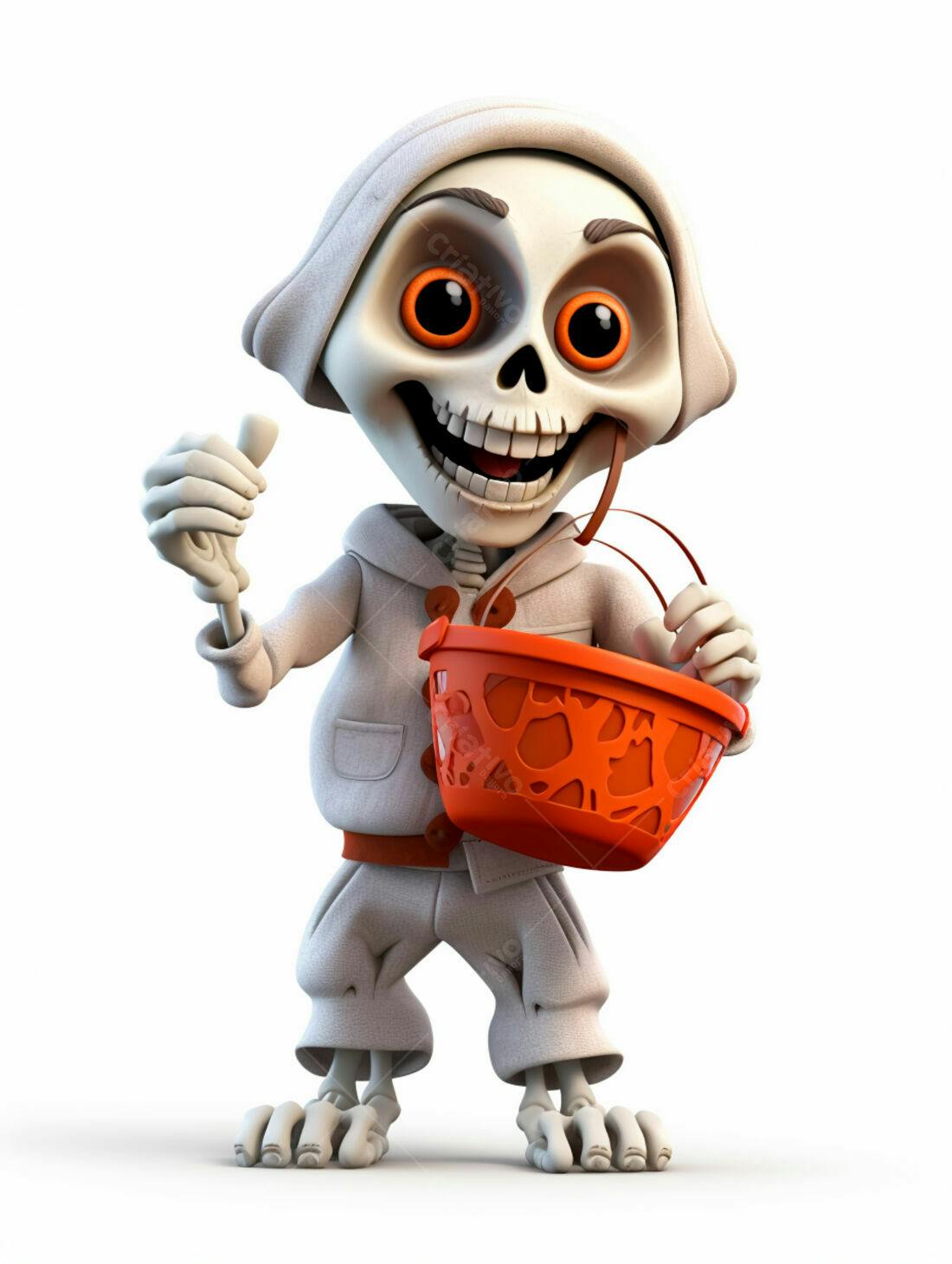 Esqueleto fantasiado para o Halloween