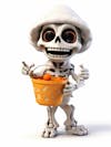 Mini skeleton for halloween 3d with white background