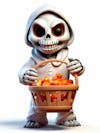 Mini skeleton for halloween 3d with white background