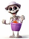 Mini halloween 3d skeleton with white background