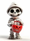 Mini skeleton for halloween 3d with white background