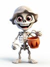 Mini esqueleto para halloween 3d com fundo branco