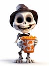 Mini halloween 3d skeleton with white background