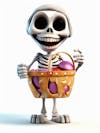 Mini skeleton for 3d halloween with white background