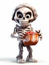 Mini halloween 3d skeleton with white background