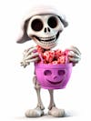 Mini skeleton for halloween 3d with white background