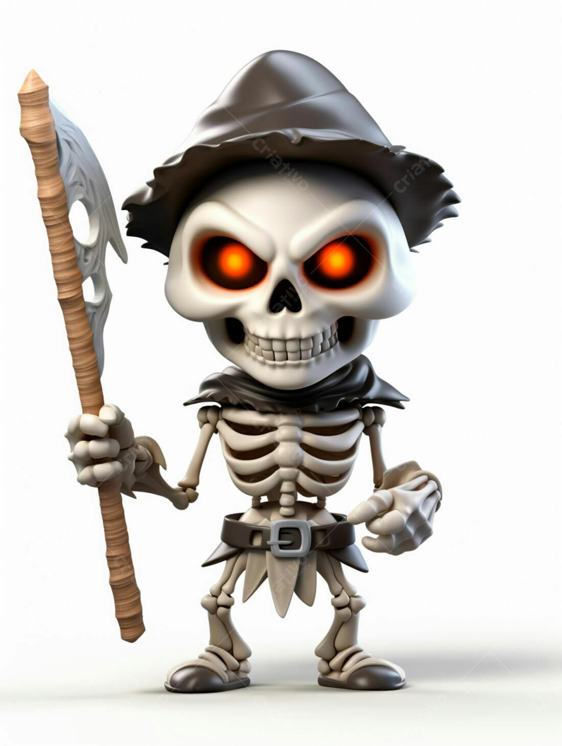 Esqueleto Cartoon com Foice para Halloween