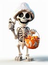 Mini esqueleto para halloween 3d com fundo branco