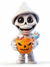 Mini esqueleto para halloween 3d com fundo branco