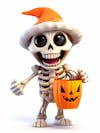 Mini esqueleto para halloween 3d com fundo branco