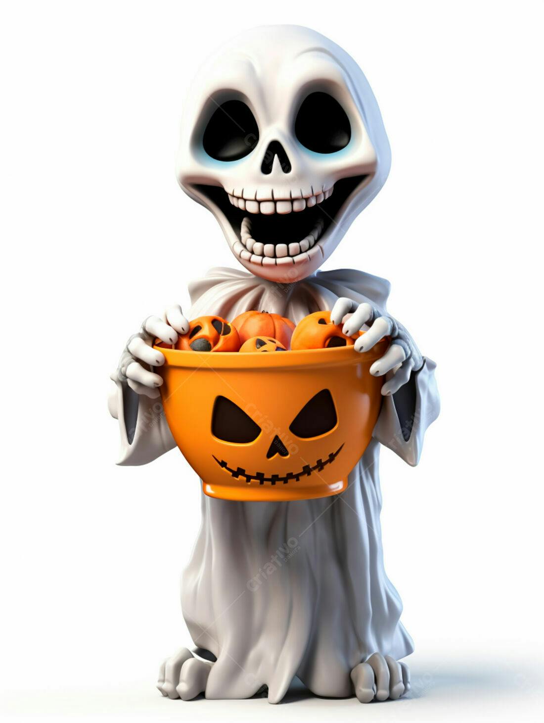 Fantasma com abóbora de Halloween