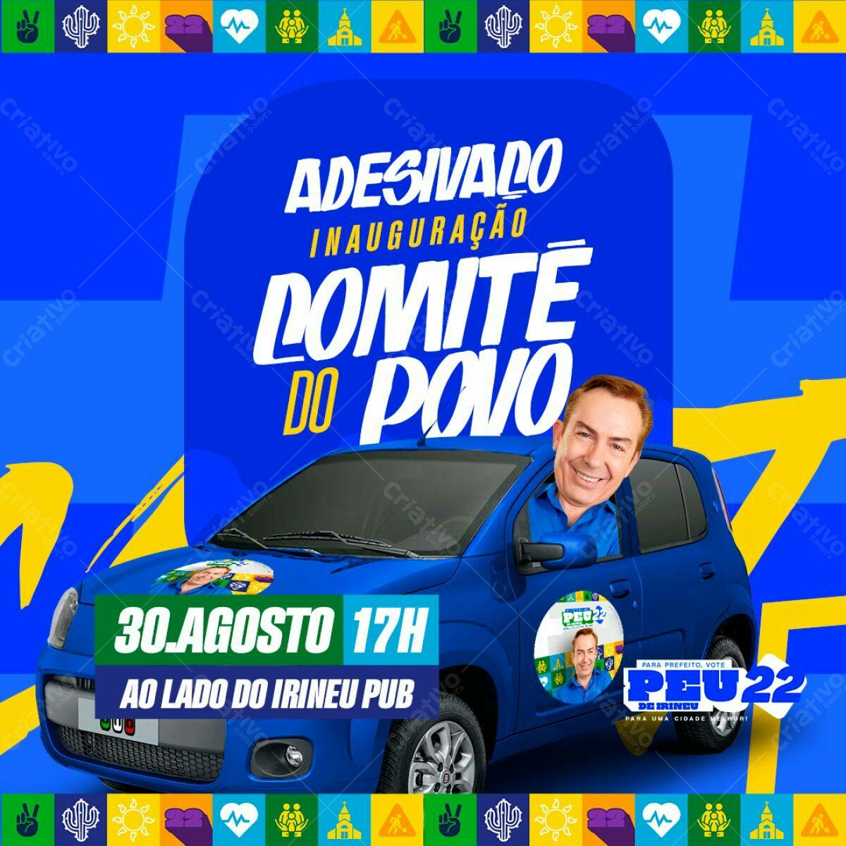 Adesivo de Carro para Inauguração do Comitê do Povo PSD Editável