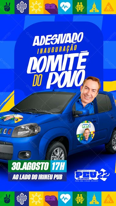 Flyer politico adesivaço prefeito vereador deputado stories psd editável