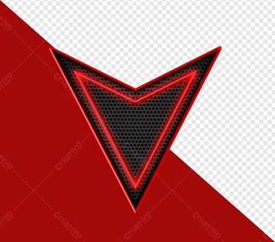 Direção Para Baixo Neon Vermelho Selo 3d