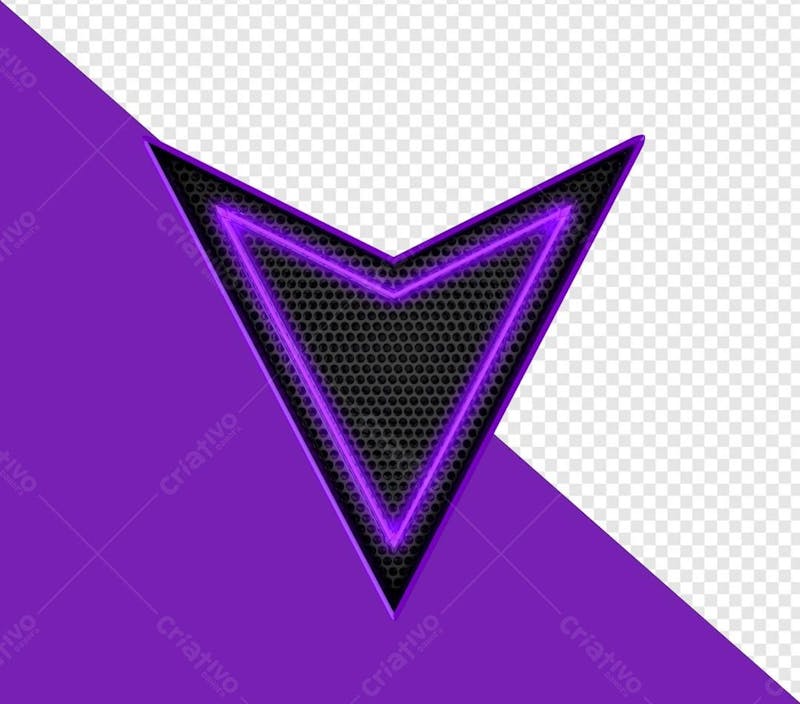 Direção para baixo neon roxo